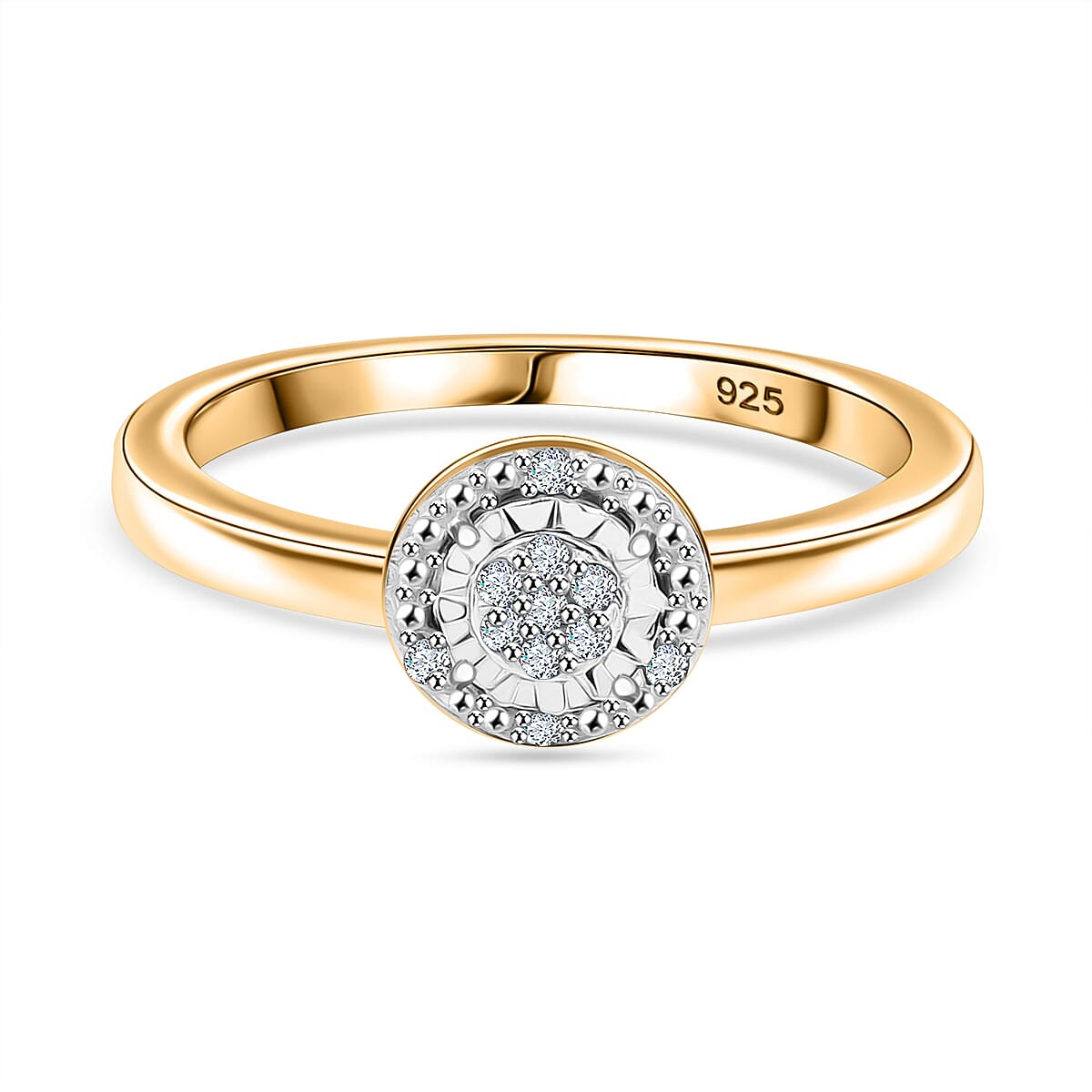 Natural White Diamond Cluster Ring in 18K Vermeil Yellow Gold Plated Sterling Silver 7991073 0