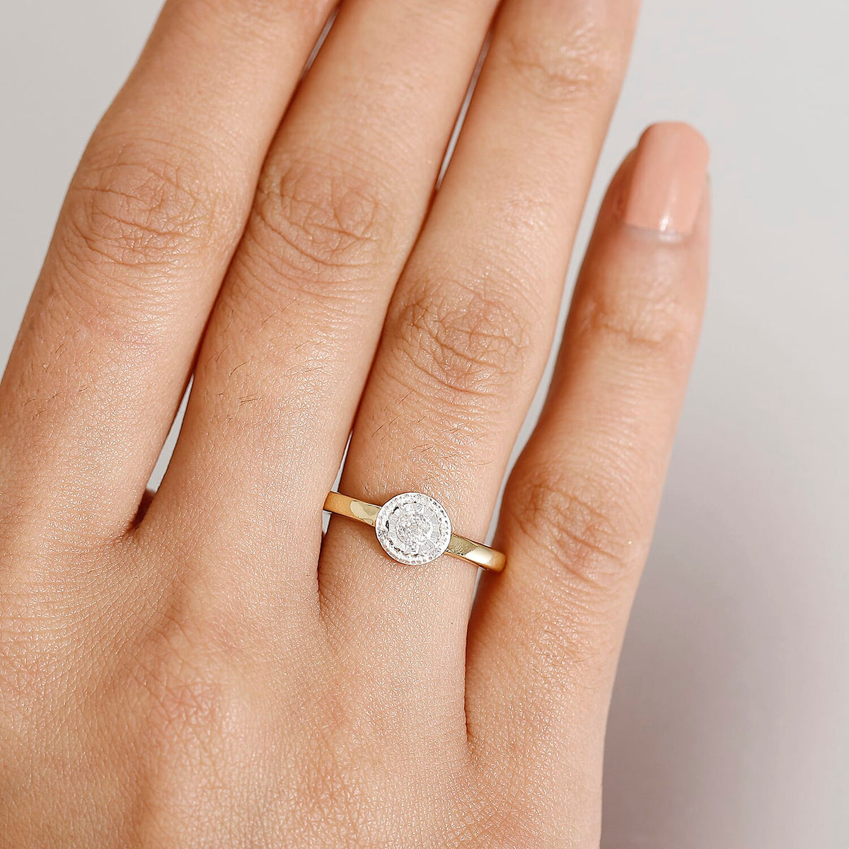 Natural White Diamond Cluster Ring in 18K Vermeil Yellow Gold Plated Sterling Silver 7991073 2