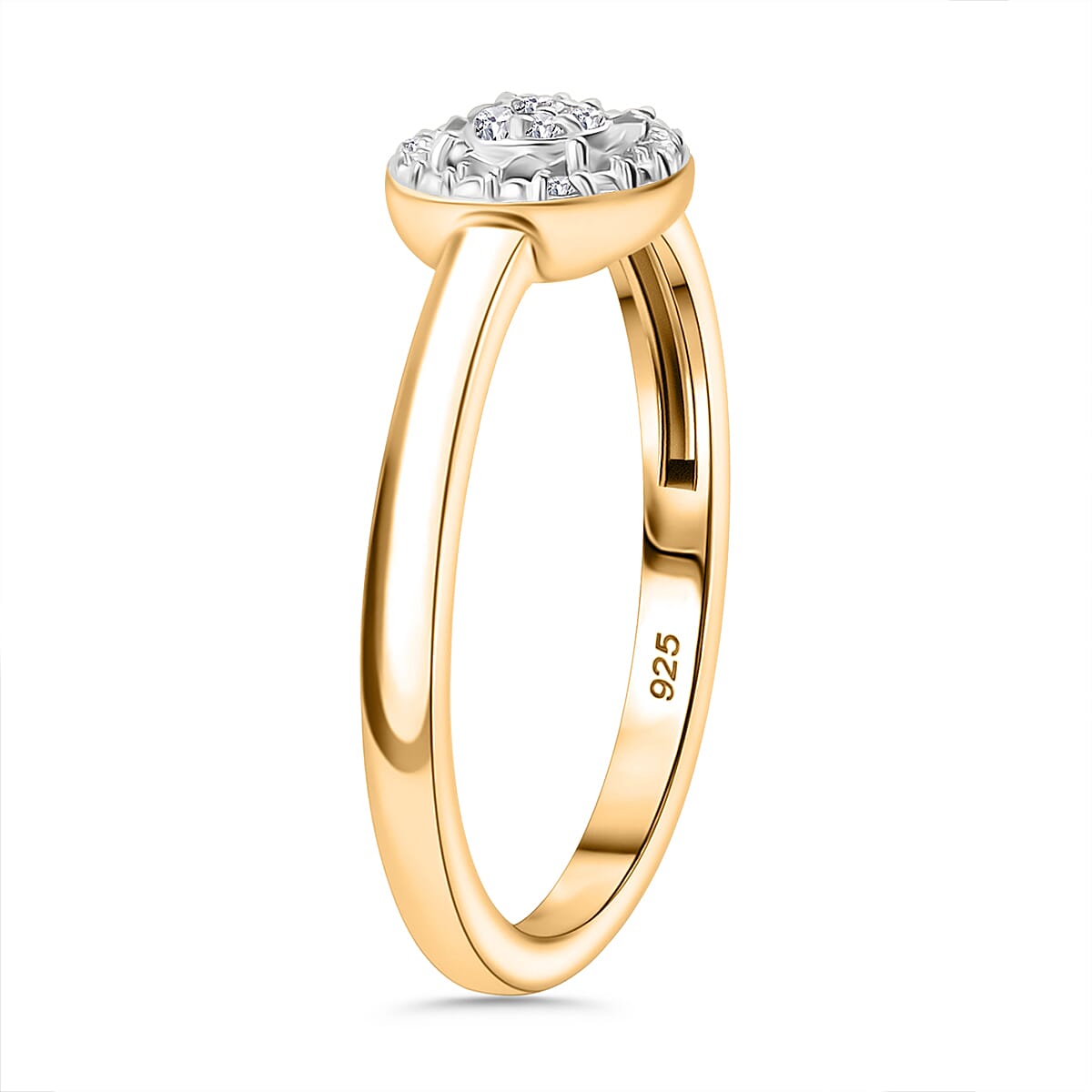 Natural White Diamond Cluster Ring in 18K Vermeil Yellow Gold Plated Sterling Silver 7991073 3