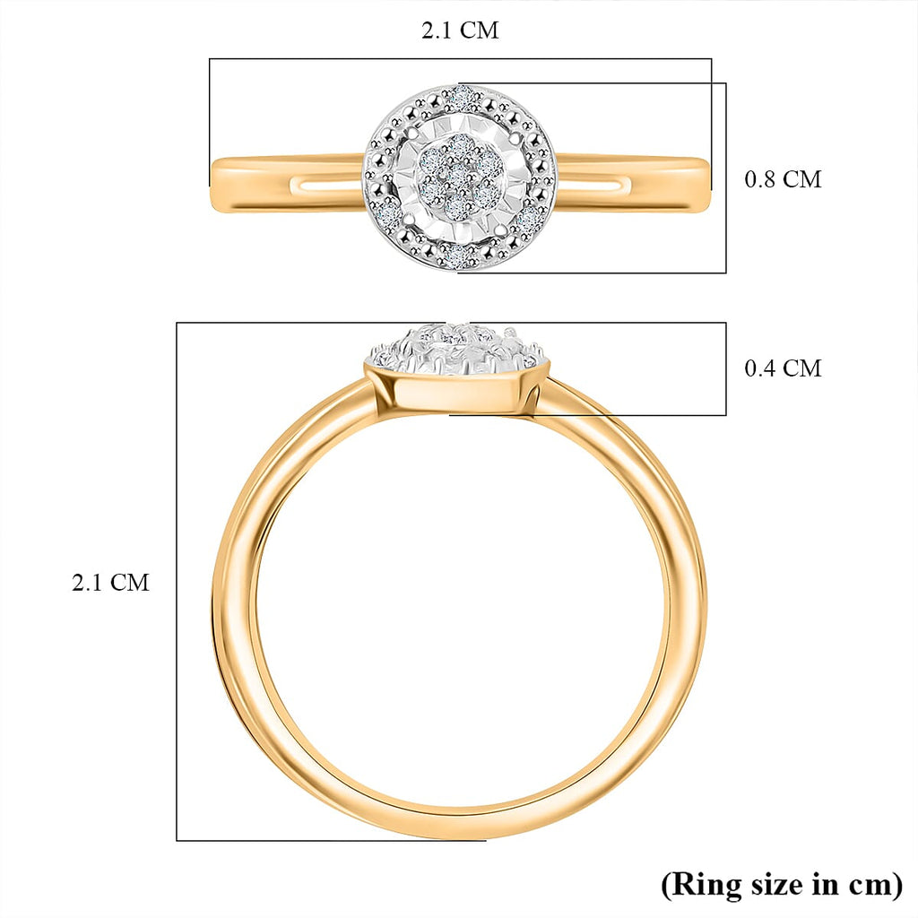 Natural White Diamond Ring in 18K Vermeil Yellow Gold Plated Sterling Silver