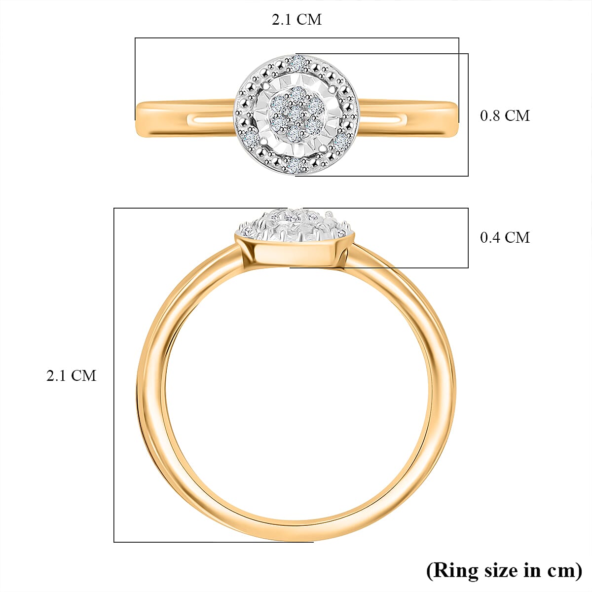 Natural White Diamond Cluster Ring in 18K Vermeil Yellow Gold Plated Sterling Silver 7991073 5
