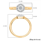 Natural White Diamond Ring in 18K Vermeil Yellow Gold Plated Sterling Silver