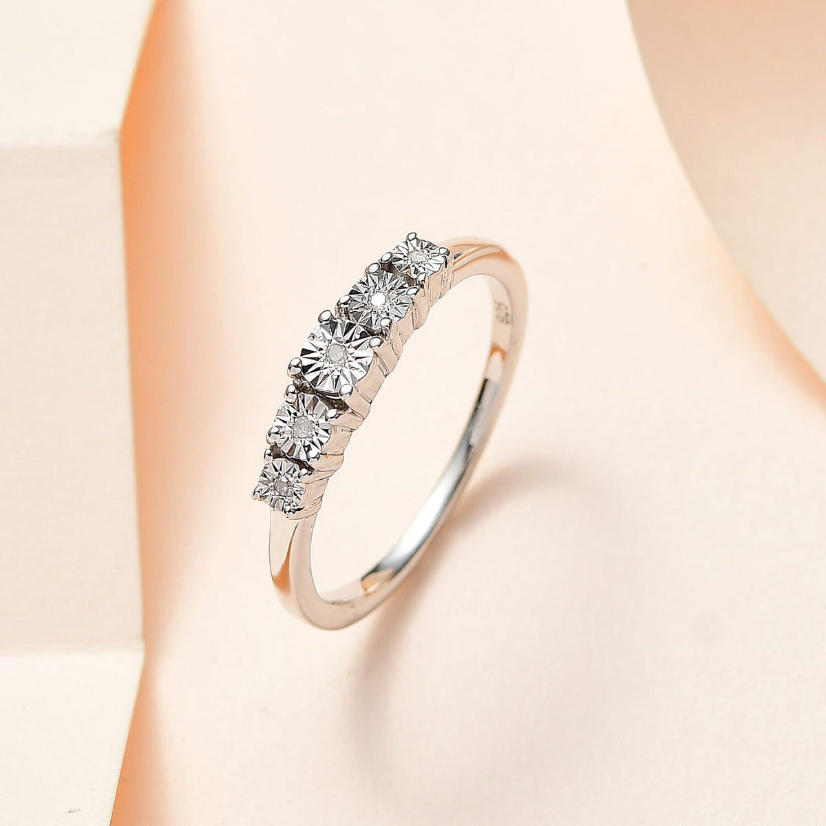 Diamond 5 Stone Ring in 18K Yellow Gold Vermeil Plated Sterling Silver 7552663 2