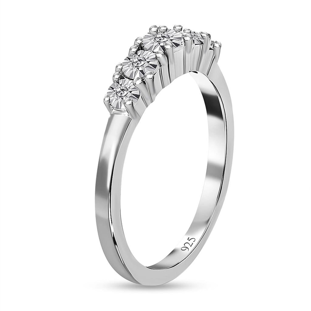 Diamond 5 Stone Ring in 18K Yellow Gold Vermeil Plated Sterling Silver