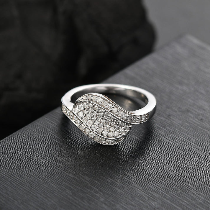 Blue Diamond Ring in Rhodium Overlay Sterling Silver 0.50 Ct. 8162580 2