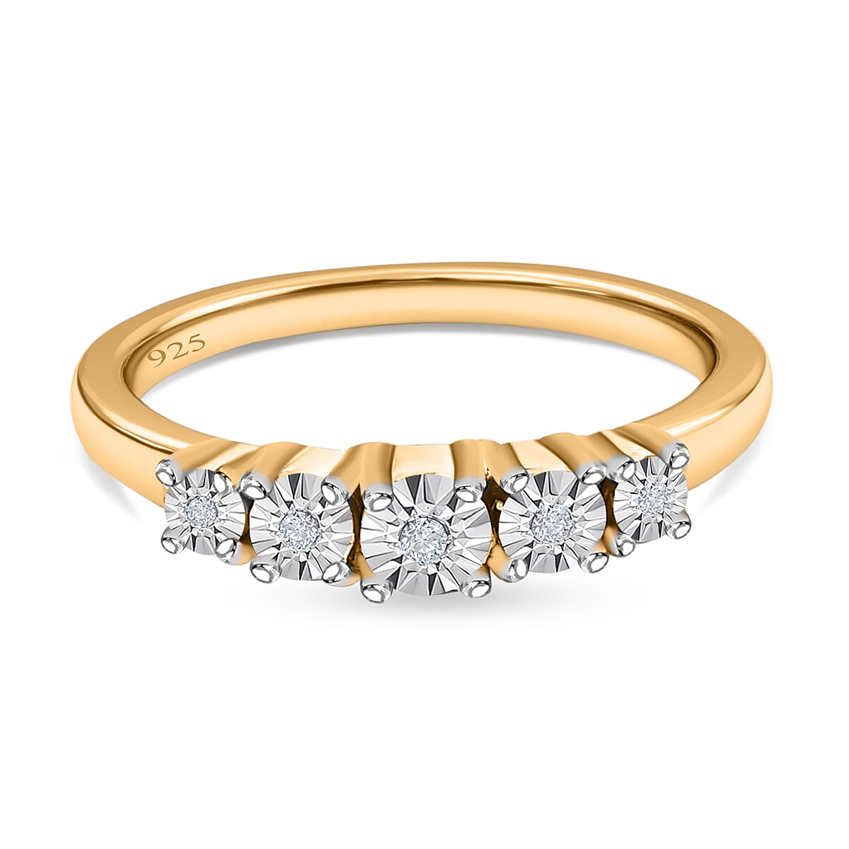 Diamond 5 Stone Ring in 18K Yellow Gold Vermeil Plated Sterling Silver 7552673 0