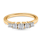 Diamond 5 Stone Ring in 18K Yellow Gold Vermeil Plated Sterling Silver