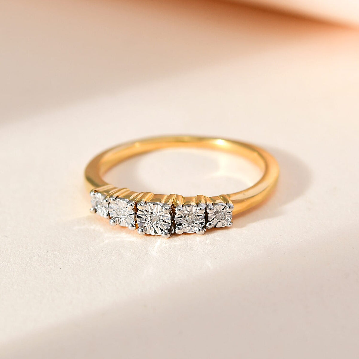 Diamond 5 Stone Ring in 18K Yellow Gold Vermeil Plated Sterling Silver 7552673 2