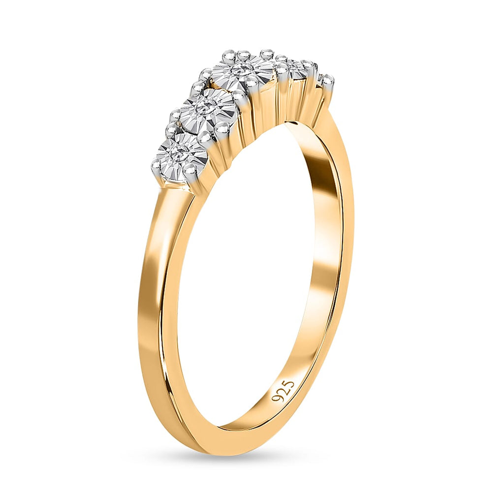 Diamond 5 Stone Ring in 18K Yellow Gold Vermeil Plated Sterling Silver