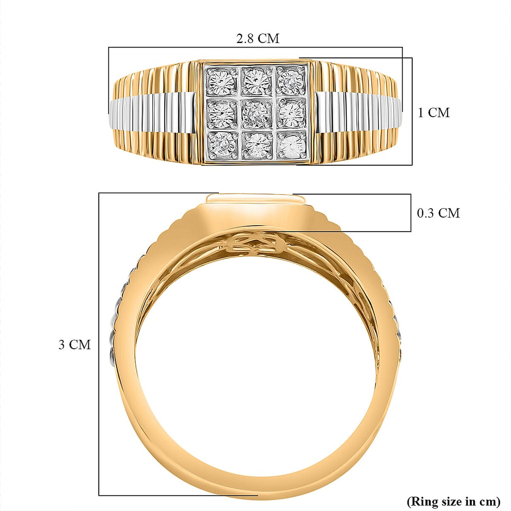 Natural White Diamond Signet Ring
