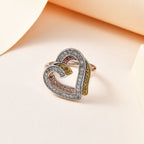 GP Amore Collection - White & Yellow Diamond Heart Ring in 18K Yellow, Rose Gold Vermeil & Platinum Plated Sterling Silver 0.50 Ct.