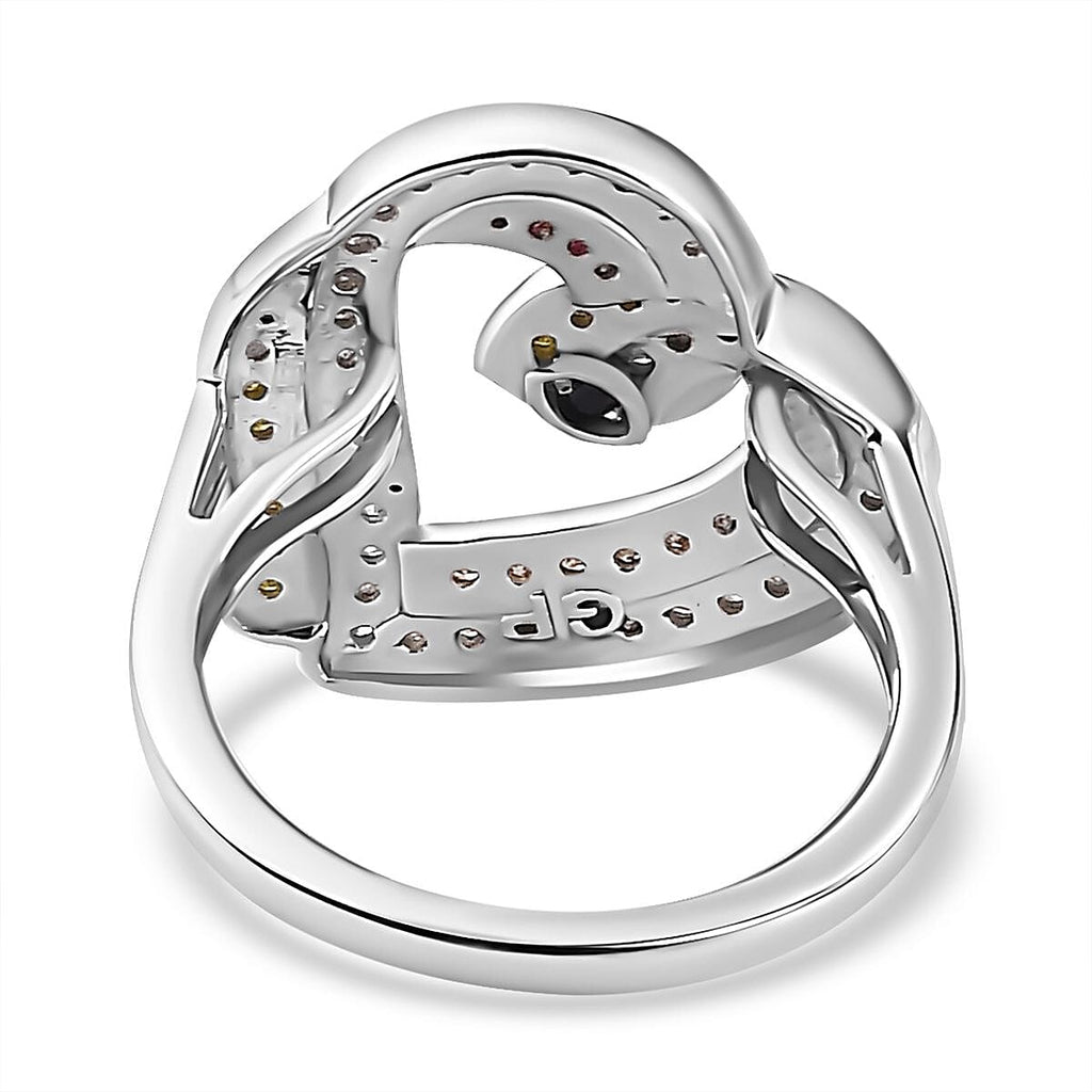 GP Amore Collection - White & Yellow Diamond Heart Ring in 18K Yellow, Rose Gold Vermeil & Platinum Plated Sterling Silver 0.50 Ct.