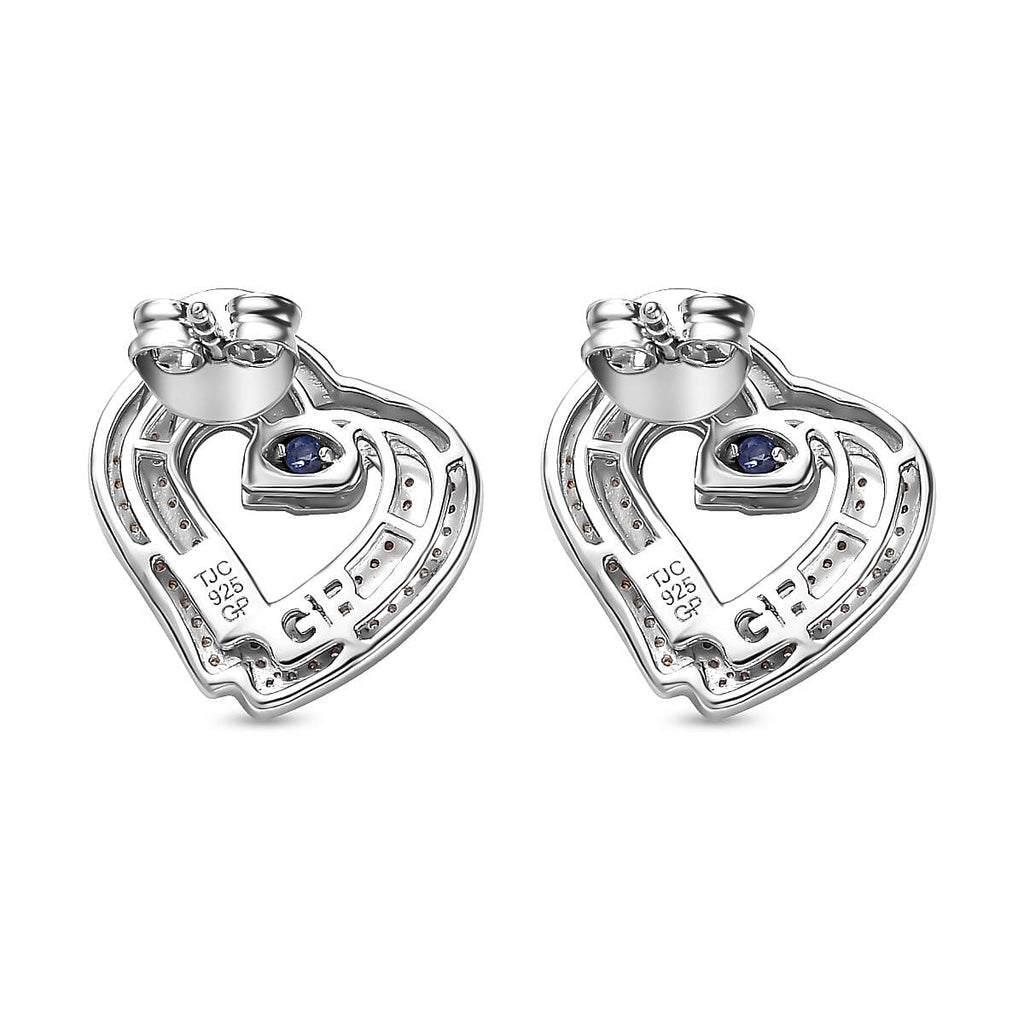 GP Amore Collection - Yellow & Champagne Diamond Heart Earrings  18K Yellow, Rose Gold Vermeil & Platinum Plated Sterling Silver 0.58 Ct