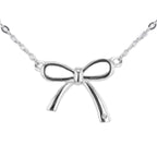 Diamond Bow Necklace (Size - 18) Sterling Silver