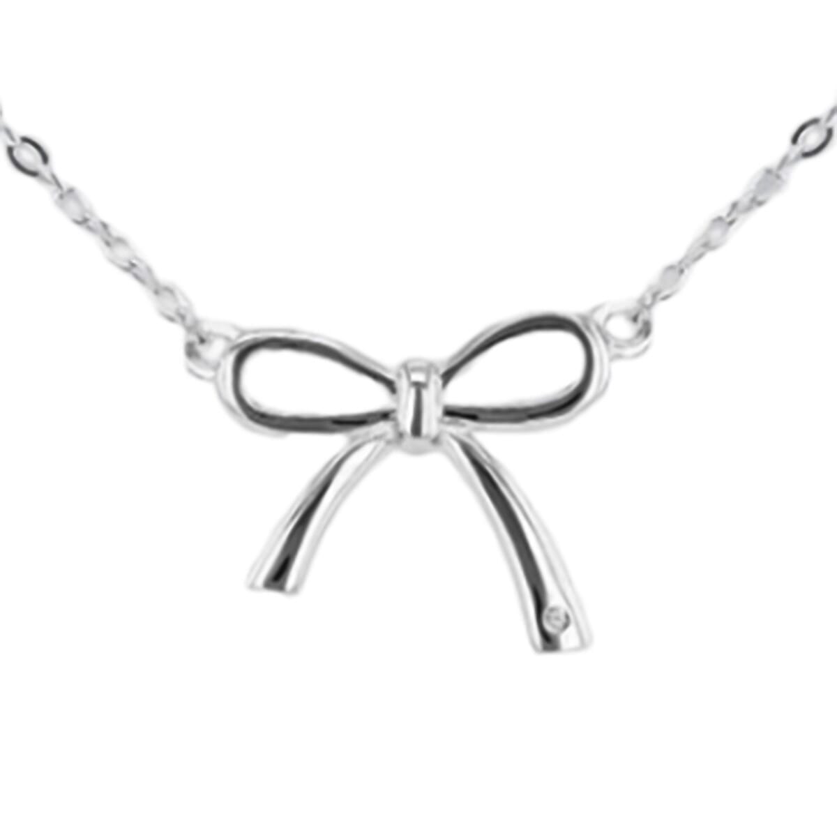 Diamond Bow Necklace (Size - 18) Sterling Silver 7694234 0
