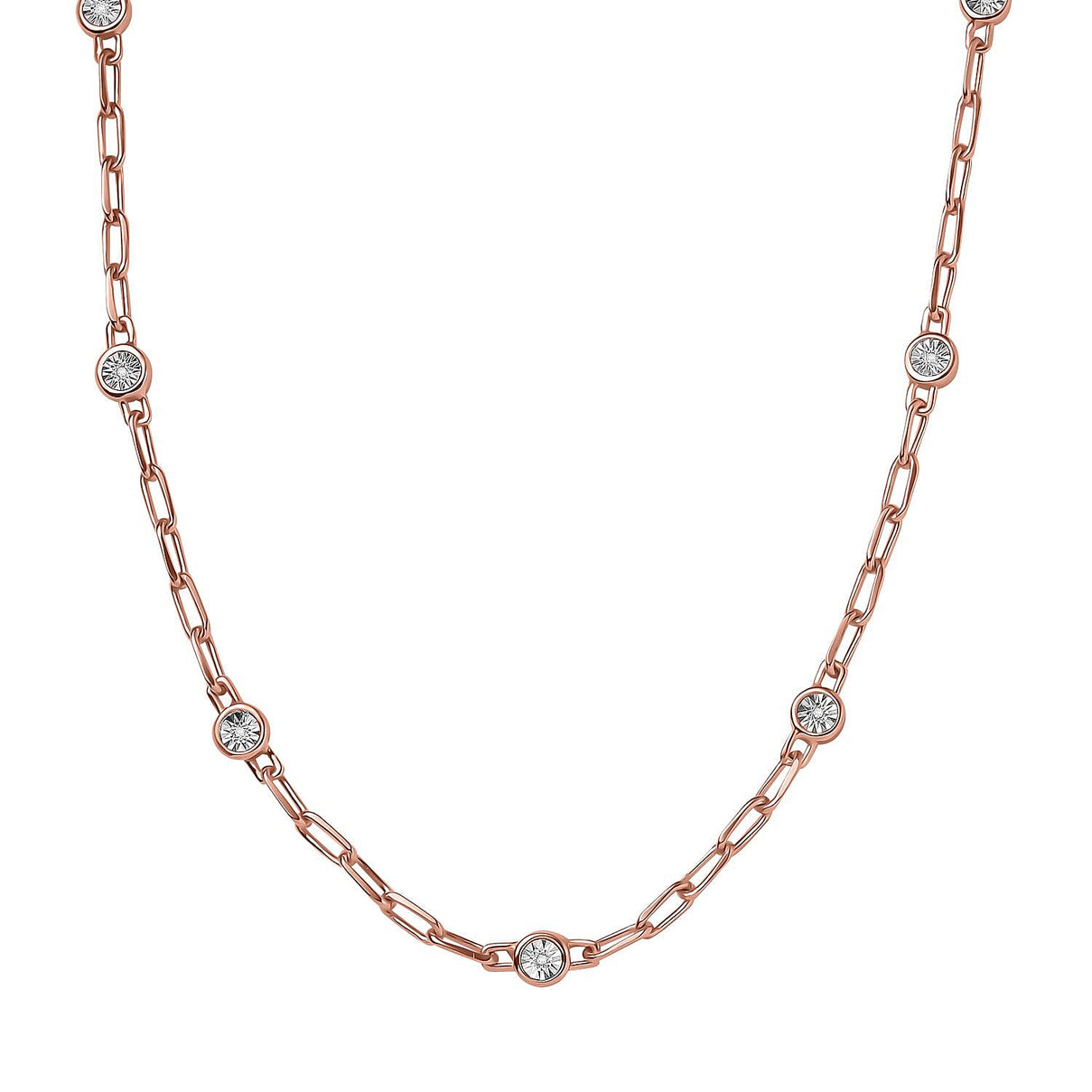 Designer Inspired- Diamond Station Necklace With Lobaster Clasp in Rose Gold Plating (Size - 18) 7811814 0