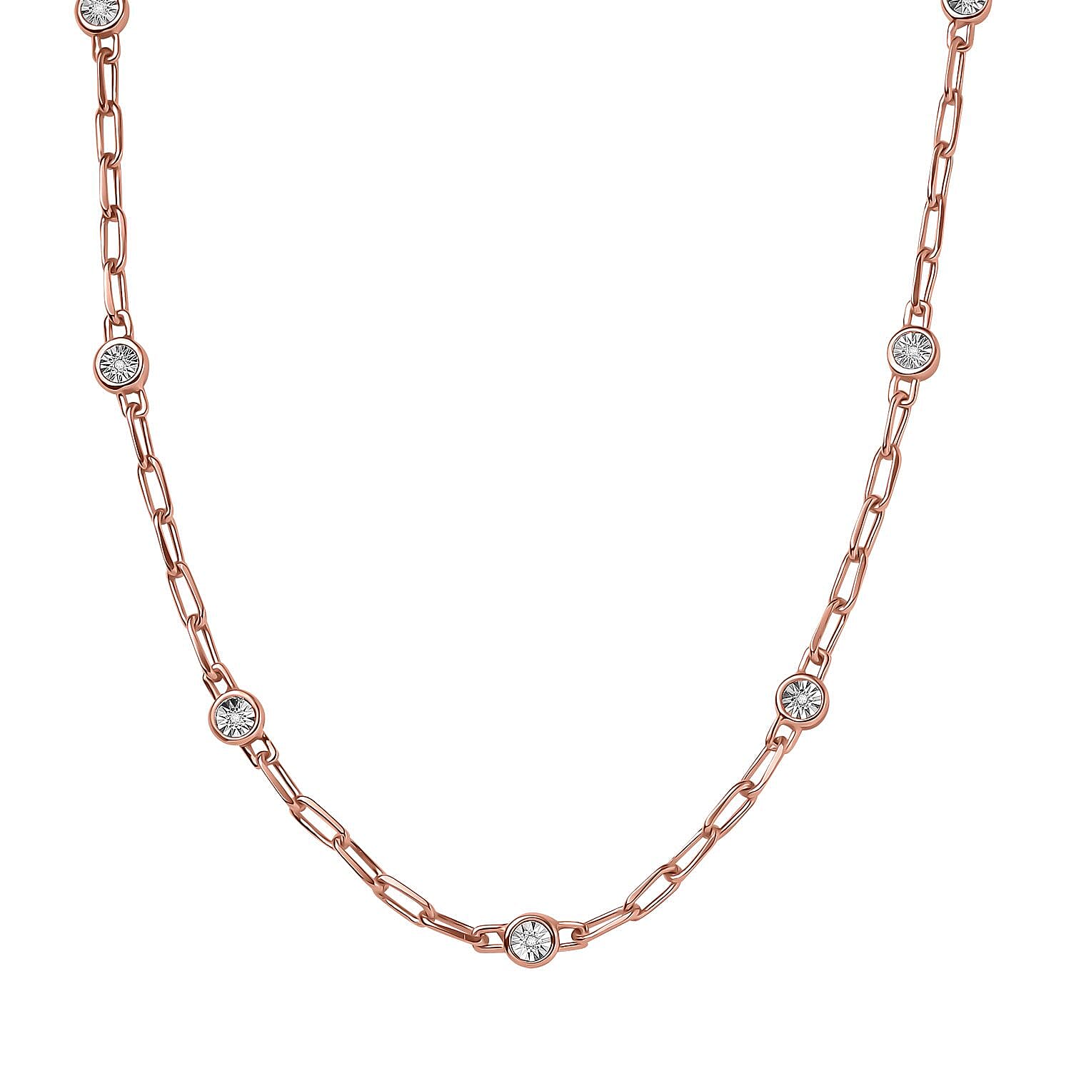 Designer Inspired- Diamond Station Necklace With Lobaster Clasp in Rose Gold Plating (Size - 18) 7811814 0