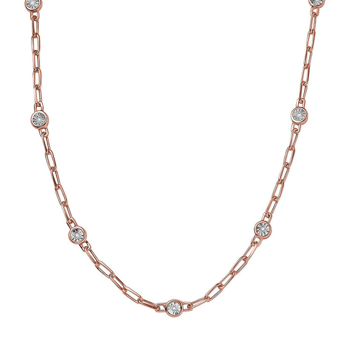 Designer Inspired- Diamond Station Necklace With Lobaster Clasp in Rose Gold Plating (Size - 18) 7811814 1