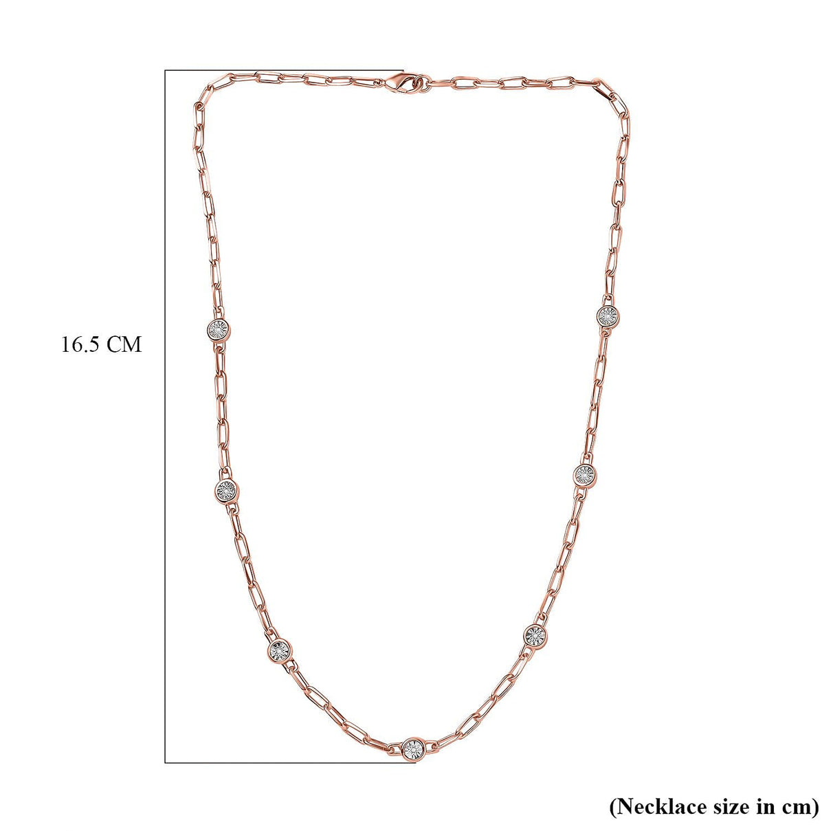 Designer Inspired- Diamond Station Necklace With Lobaster Clasp in Rose Gold Plating (Size - 18) 7811814 6