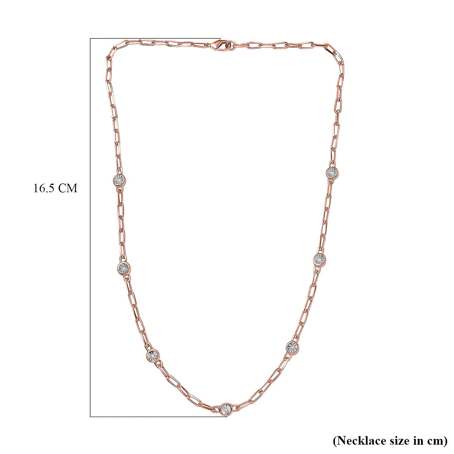 Designer Inspired- Diamond Station Necklace With Lobaster Clasp in Rose Gold Plating (Size - 18) 7811814 6