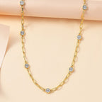 Designer Inspired- Diamond Station Necklace With Lobaster Clasp  (Size - 18)