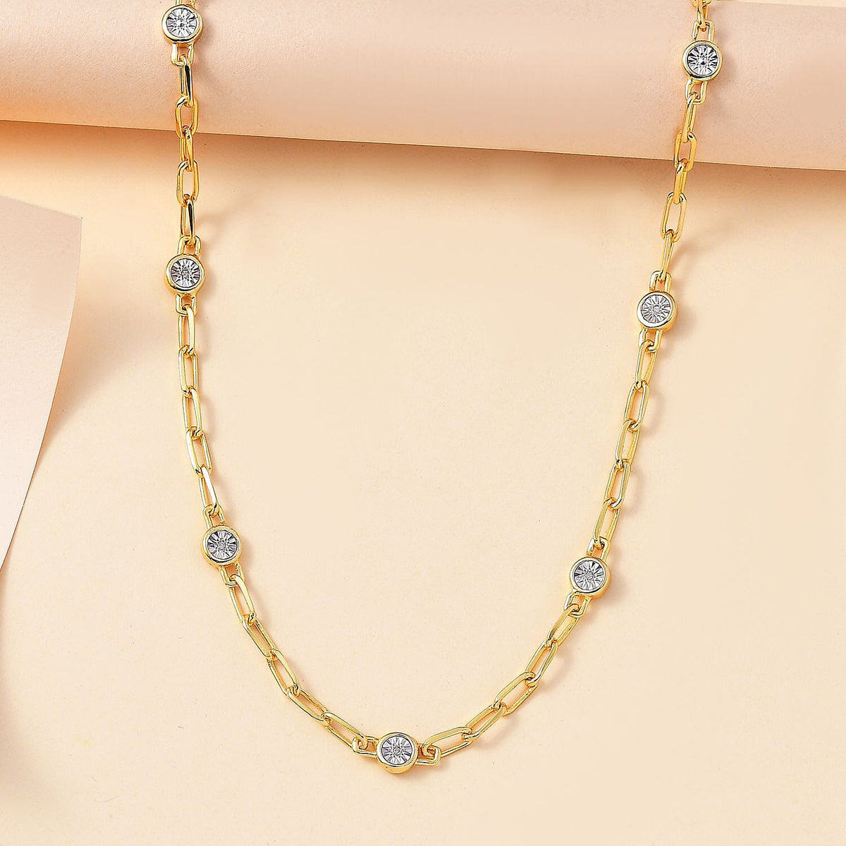 Designer Inspired- Diamond Station Necklace With Lobaster Clasp  (Size - 18) 7811815 5