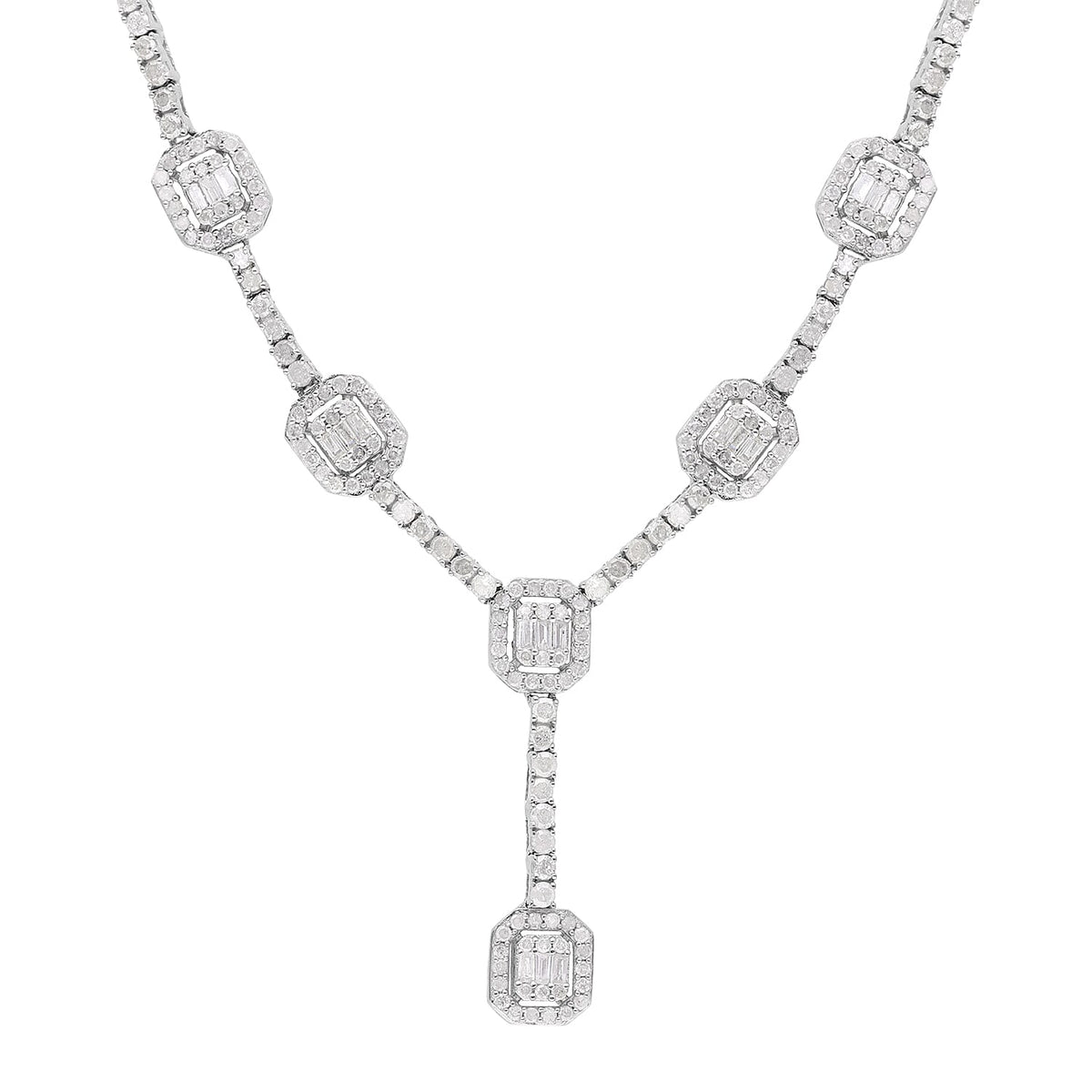 White Diamond  Necklace (Size - 20) in Platinum Overlay Sterling Silver 3.00 ct,  Silver Wt. 8 Gms 7653944 0