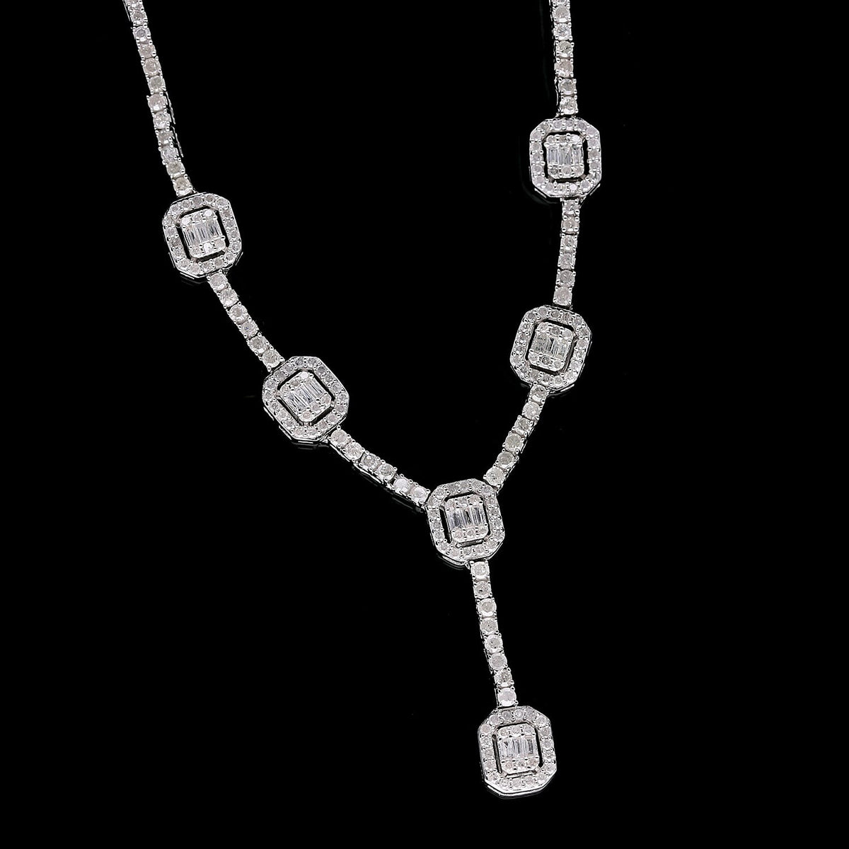 White Diamond  Necklace (Size - 20) in Platinum Overlay Sterling Silver 3.00 ct,  Silver Wt. 8 Gms 7653944 3