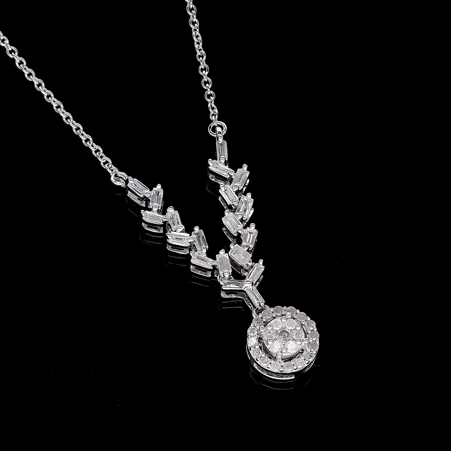 Diamond Necklace (Size - 18-20) in Platinum Overlay Sterling Silver 0.50 Ct. 7559760 1