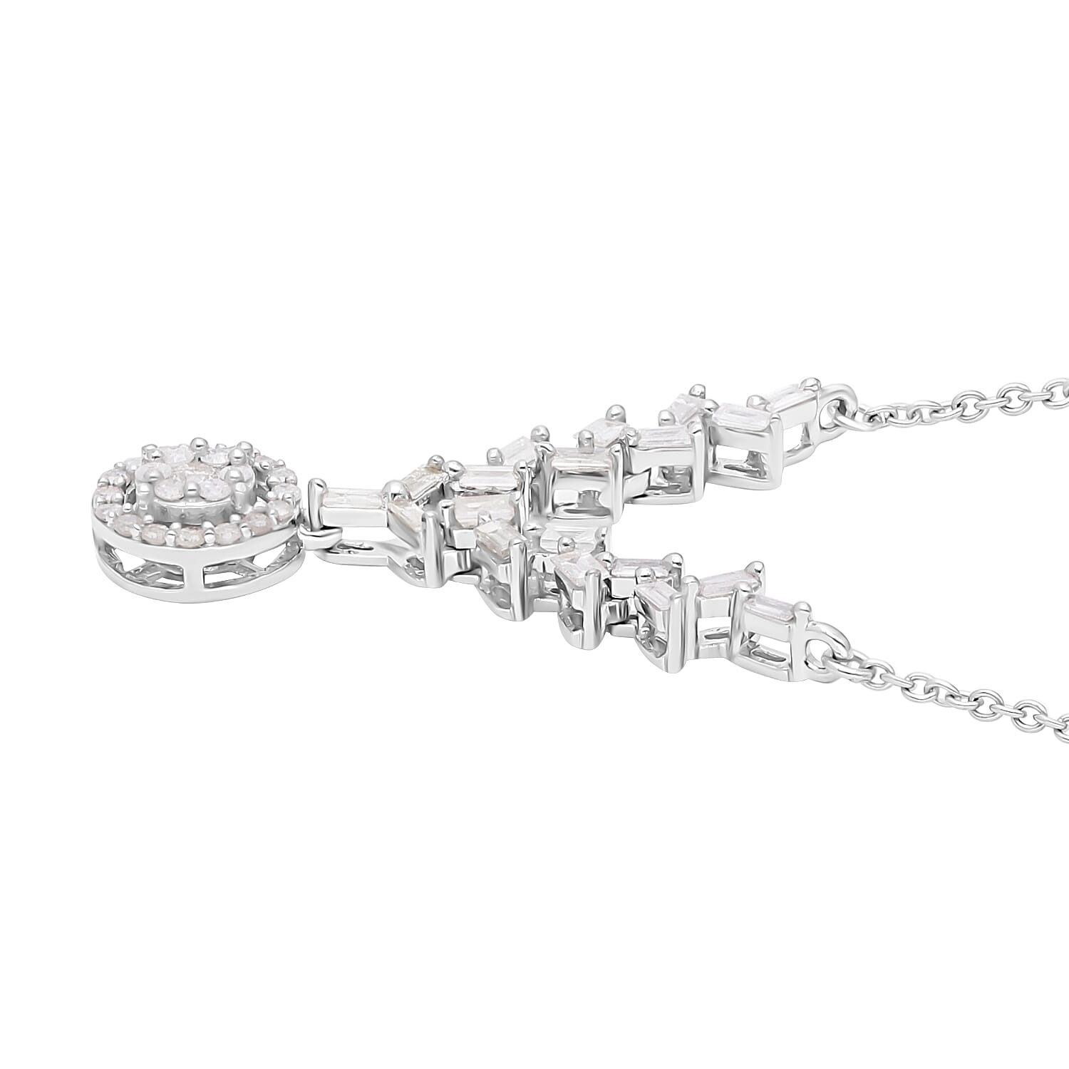 Diamond Necklace (Size - 18-20) in Platinum Overlay Sterling Silver 0.50 Ct. 7559760 2