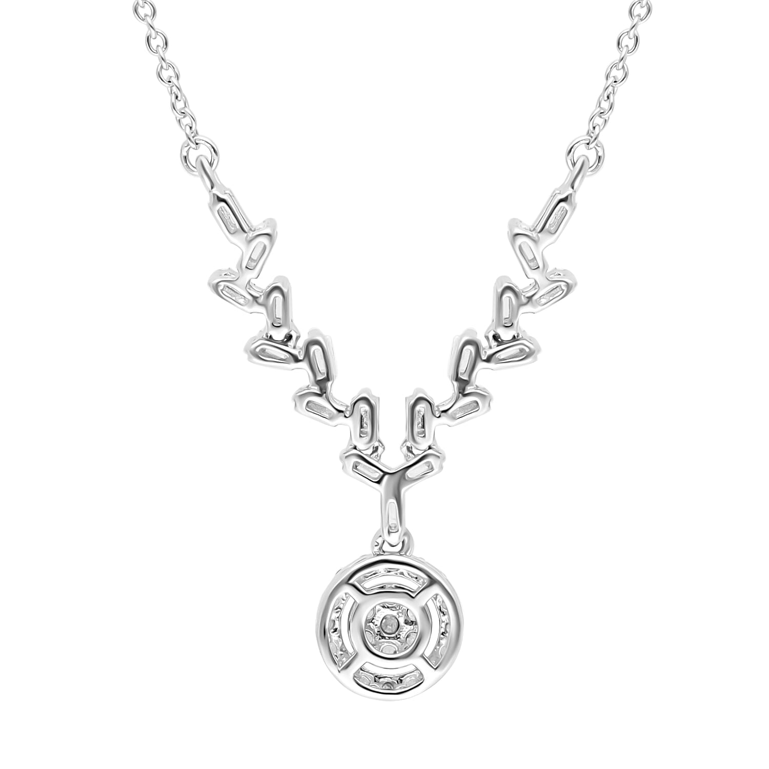 Diamond Necklace (Size - 18-20) in Platinum Overlay Sterling Silver 0.50 Ct. 7559760 3