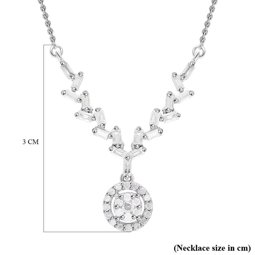 Diamond Necklace (Size - 18-20) in Platinum Overlay Sterling Silver 0.50 Ct.