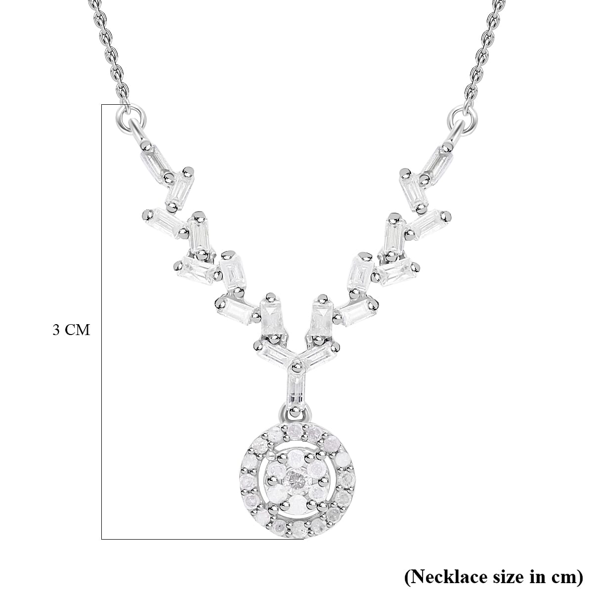 Diamond Necklace (Size - 18-20) in Platinum Overlay Sterling Silver 0.50 Ct. 7559760 4