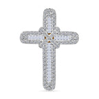 White Diamond Cross Pendant in Yellow Gold Sterling Silver 0.53 Ct.