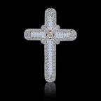 White Diamond Cross Pendant in Yellow Gold Sterling Silver 0.53 Ct.