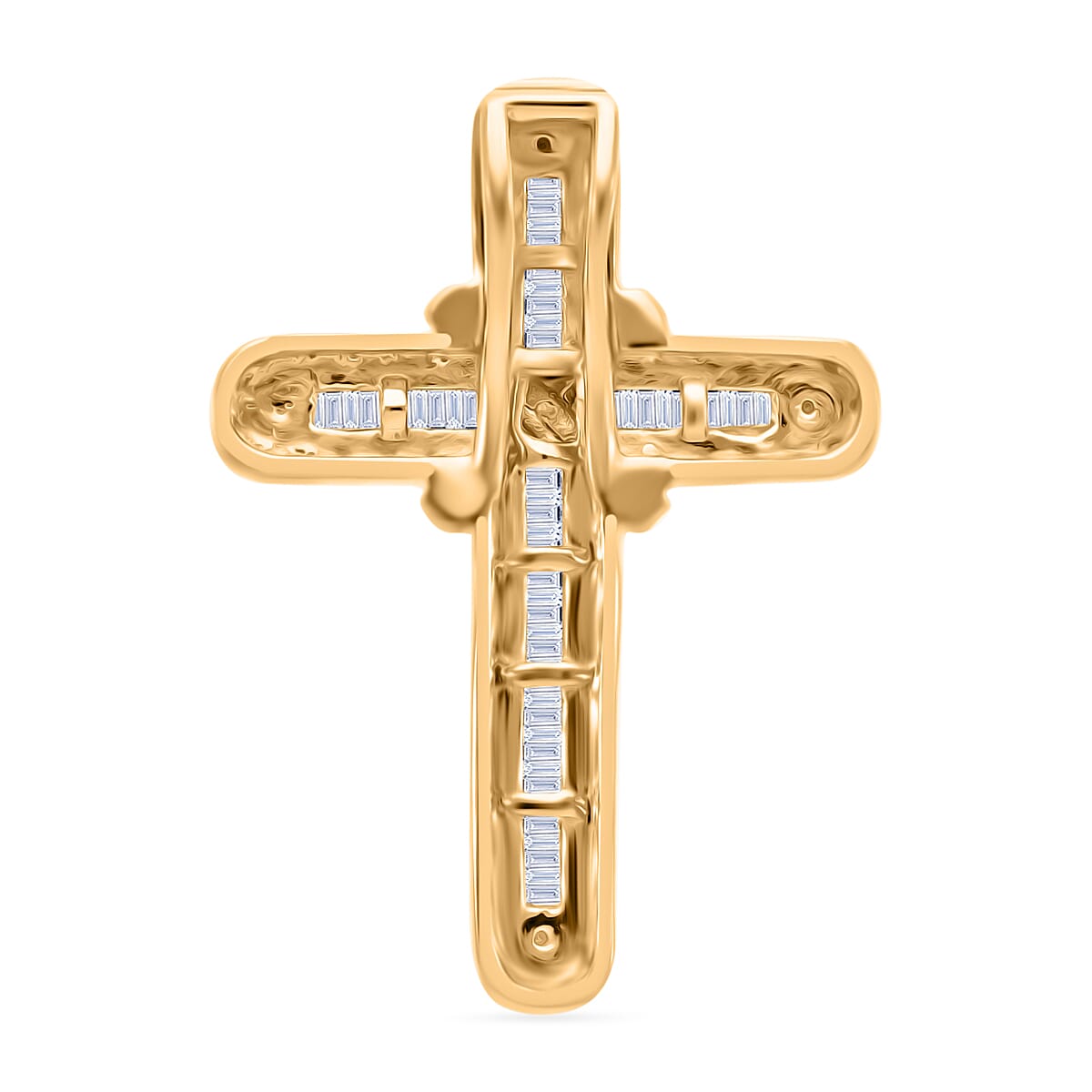 White Diamond Cross Pendant in Yellow Gold Sterling Silver 7993974 4