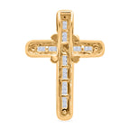 White Diamond Cross Pendant in Yellow Gold Sterling Silver 0.53 Ct.