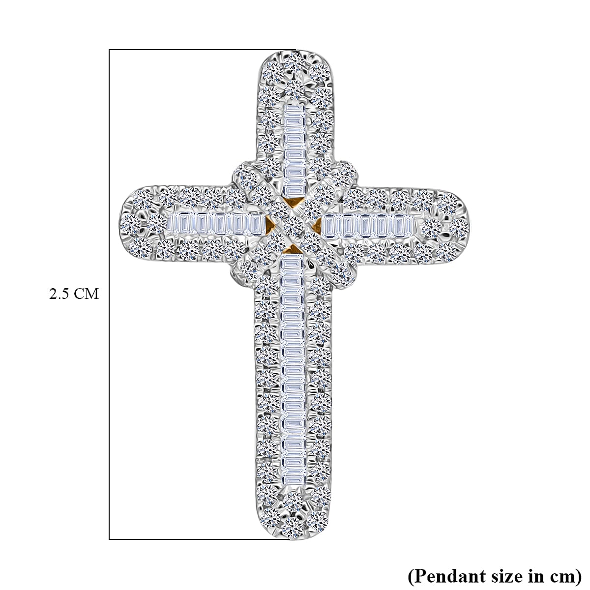 White Diamond Cross Pendant in Yellow Gold Sterling Silver 7993974 5