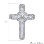 White Diamond Cross Pendant in Yellow Gold Sterling Silver 0.53 Ct.