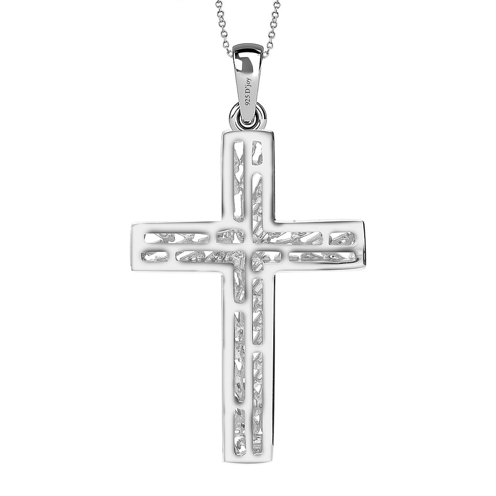 Diamond Cross Pendant in Platinum Overlay Sterling Silver 0.39 Ct