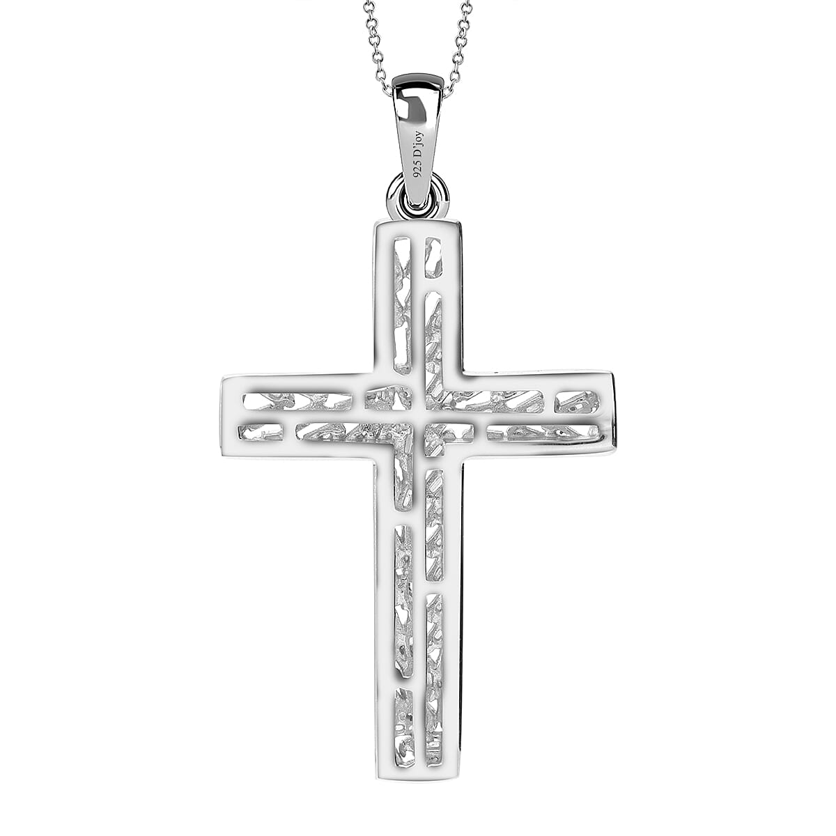 White Diamond Cross Pendant in Platinum Overlay Sterling Silver 0.38 ct 0.384 Ct. 7620489 3