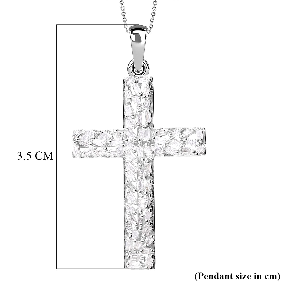 White Diamond Cross Pendant in Platinum Overlay Sterling Silver 0.38 ct 0.384 Ct. 7620489 4