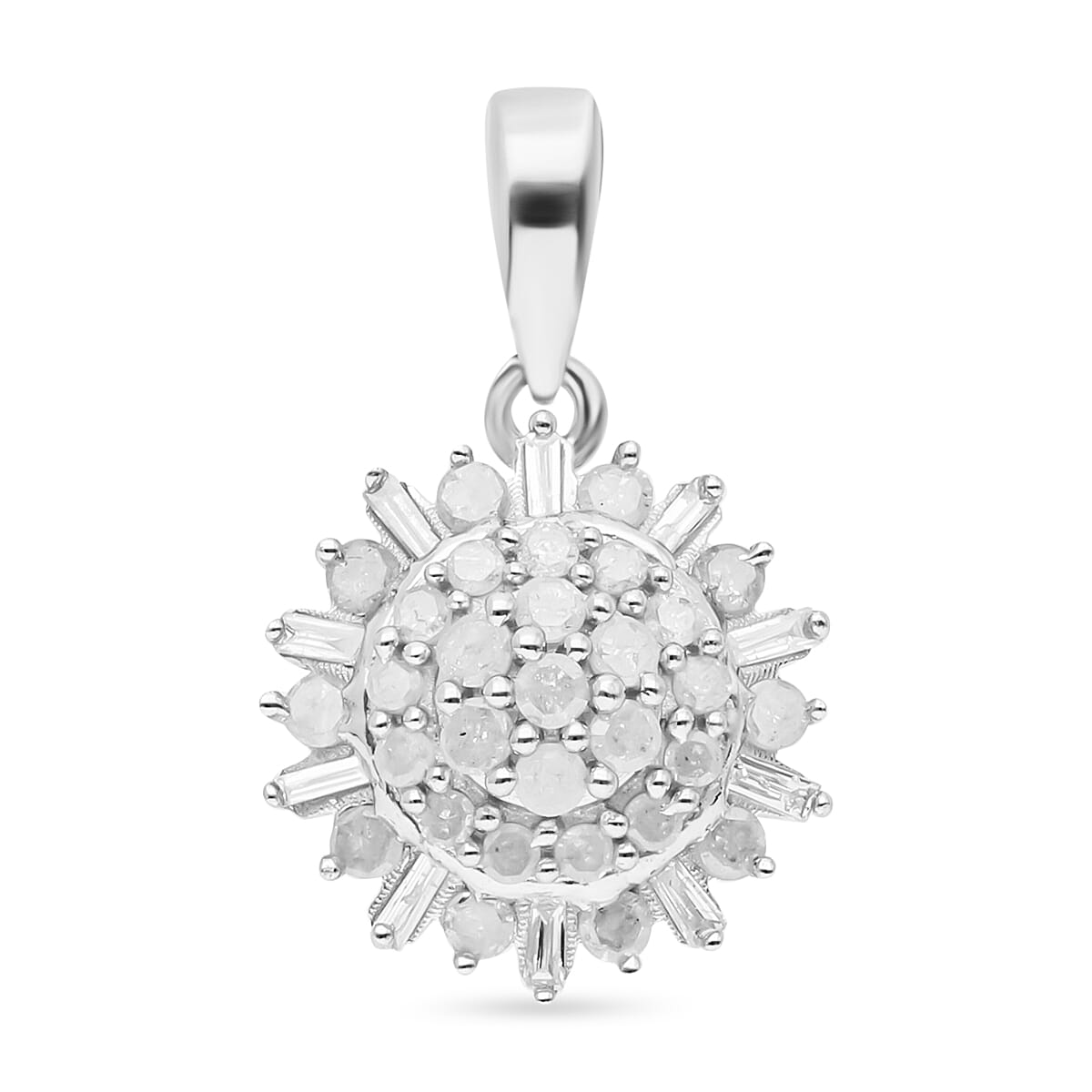 Diamond Pendant in Platinum Overlay Sterling Silver 0.50 Ct. 7559559 0