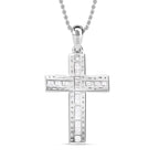 Diamond Cross Pendant in Platinum Overlay Sterling Silver 0.53 Ct.