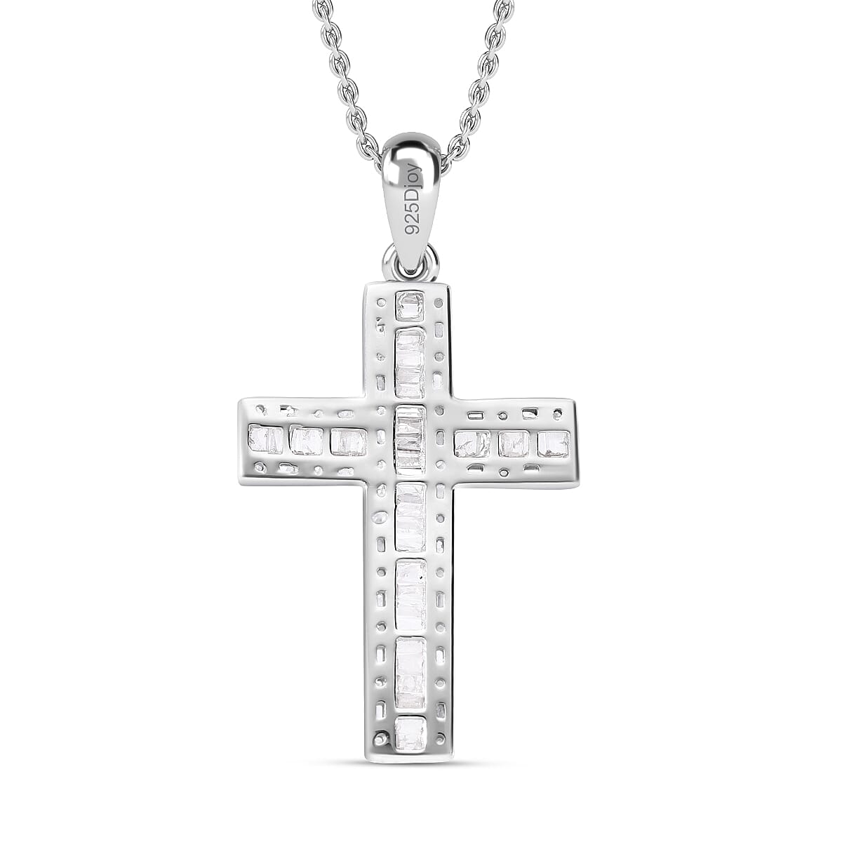 Diamond Cross Pendant in Platinum Overlay Sterling Silver 0.53 Ct. 7622833 2