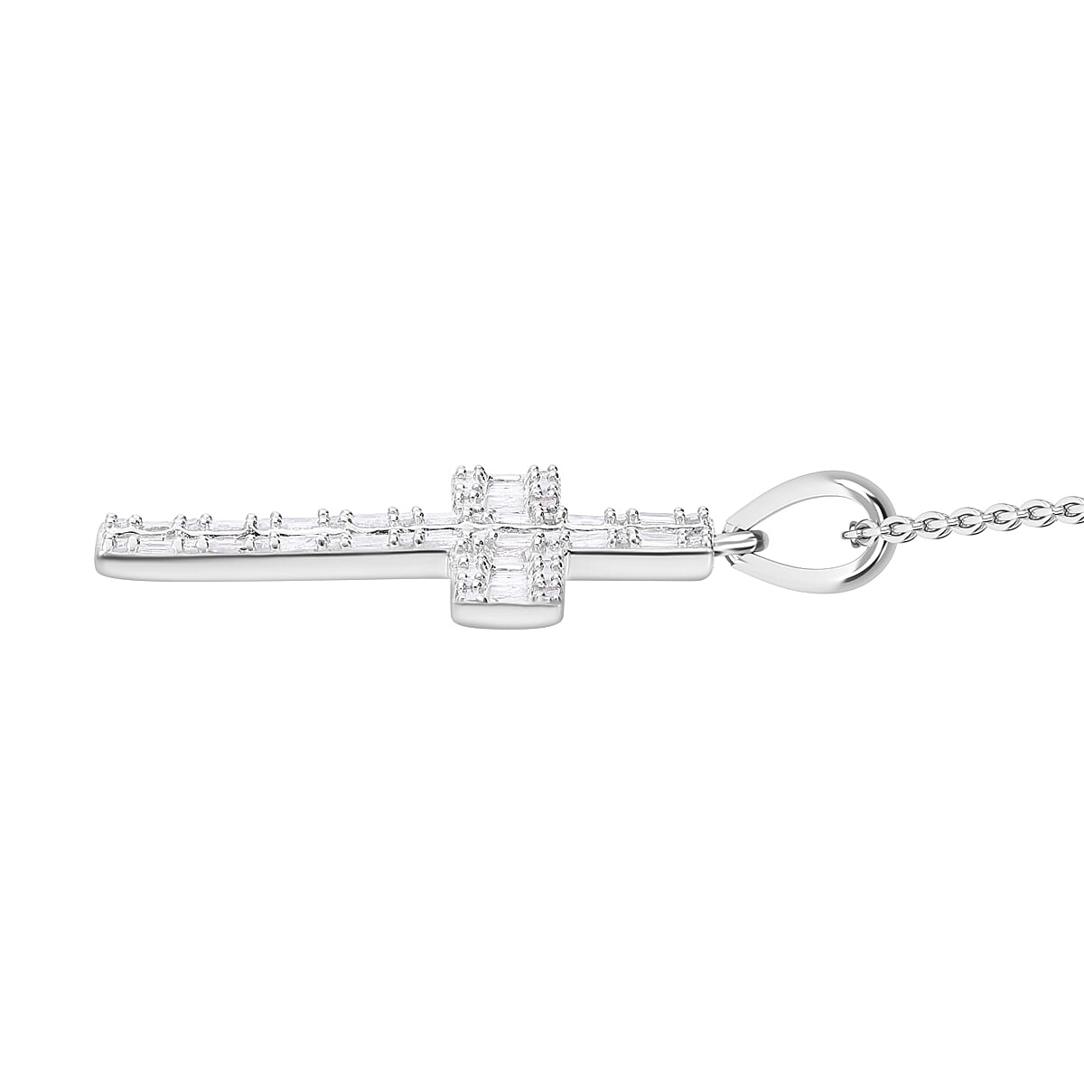 Diamond Cross Pendant in Platinum Overlay Sterling Silver 0.53 Ct. 7622833 3