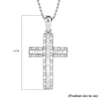 Diamond Cross Pendant in Platinum Overlay Sterling Silver 0.53 Ct.