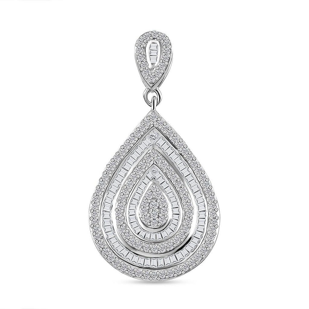 Red Carpet Collection - 1 Ct. Diamond Drop Pendant in Platinum Overlay Sterling Silver