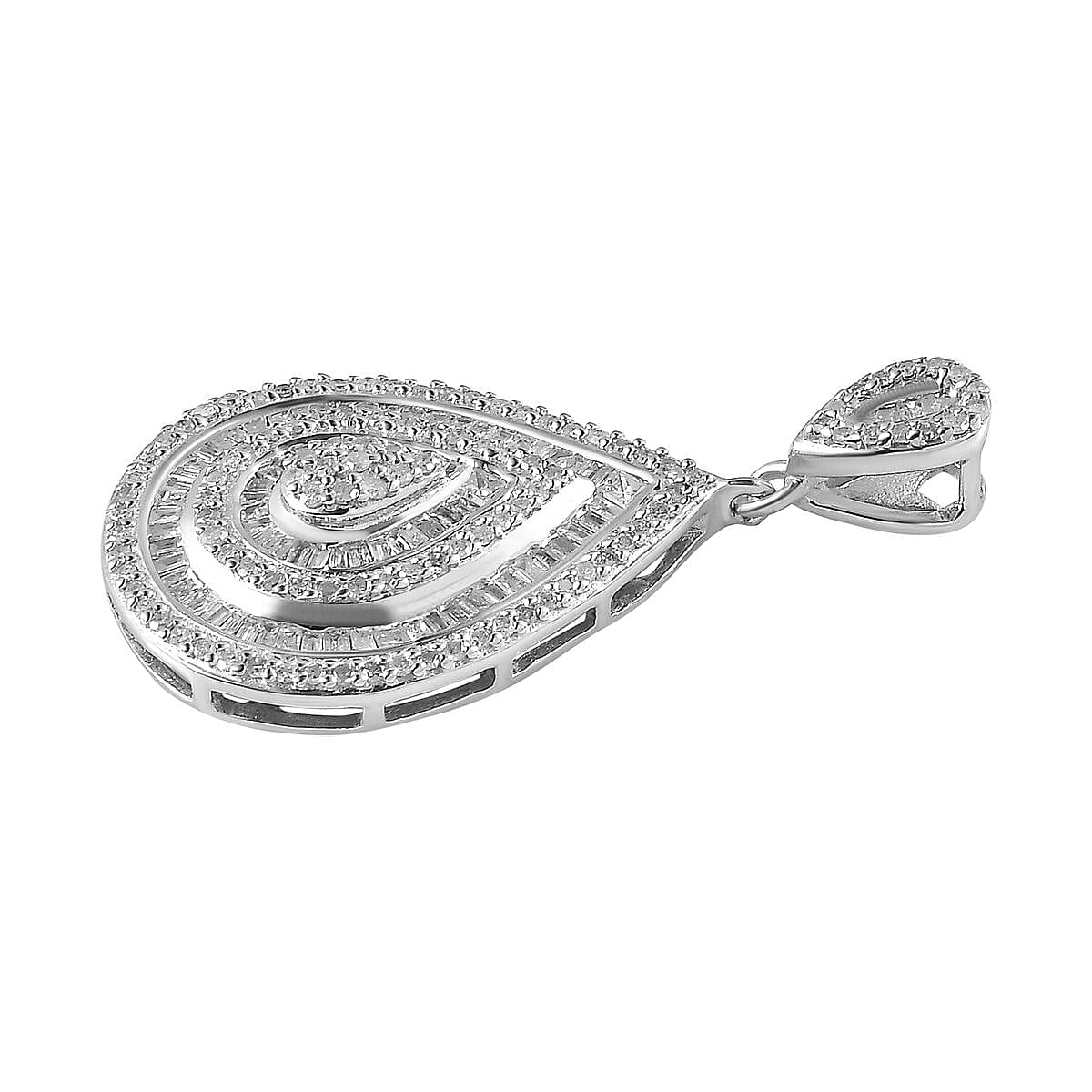 Red Carpet Collection - Diamond Drop Pendant in Platinum Overlay Sterling Silver 7721174 4