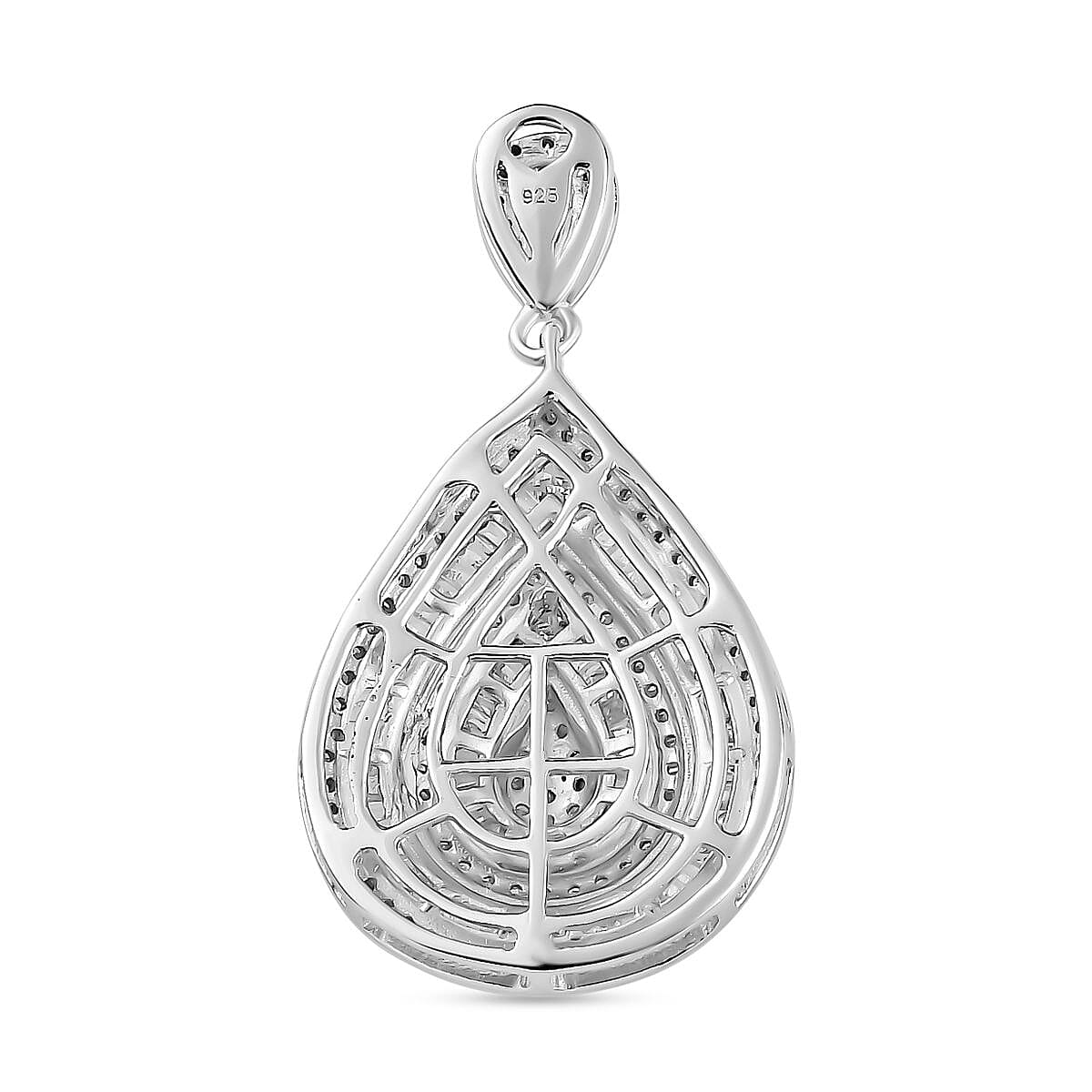 Red Carpet Collection - Diamond Drop Pendant in Platinum Overlay Sterling Silver 7721174 5